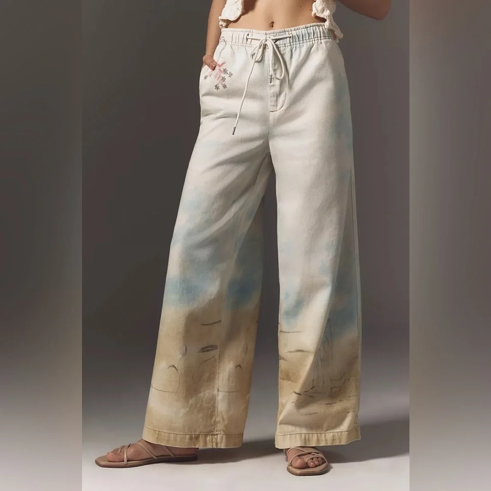 NWT Anthropologie Pilcro Pull-On High-Rise Wide-Leg Jeans - small * RARE * - Picture 3 of 10